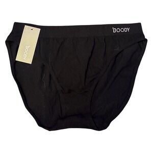 NEW Boody Black Full Brief Panties Bamboo Seamless Underwear Size L
